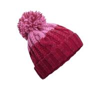 Beechfield Beanie B437 Apres – zweifarbig mit Luxus-Bommel – Rot/True Pink – Einheitsgröße