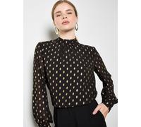 Klassische Bluse APRICOT "Blusentop", Damen, Gr. S (36), schwarz, gewebt, Obermaterial: 100% Polyester PES., bedruckt, normal, Manschetten mit Knöpfen, Blusen Bluse, mit Goldfoliendruck (89360461-36)