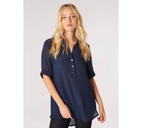 Apricot Relaxed Fit Bluse aus Viskose-Mix mit Umlegekragen in Marine, Größe S
