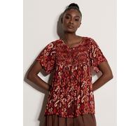 Shirtbluse APRICOT "Ikat-Bluse mit Stickerei", Damen, Gr. S (36), rot (burgandy), gewebt, Obermaterial: 98% Viskose CV. 2% metallisierte Fasern MTF., bedruckt, Blusen, mit Quasten (20850633-36) burgan