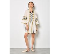 Apricot Jacquard-Kleid mit Glockenärmeln S