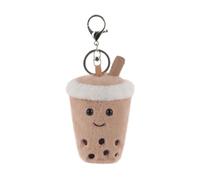Apricot Lamb Bubble Tea mit Sahne Trinken Netter Schlüsselanhänger, weich gefüllte Plüsch Schlüsselanhänger Spielzeug für Kinderrucksack, Geldbörse, 10 cm