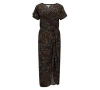 Apricot Leaf Print Wrap Dress XS