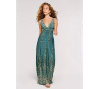 Maxikleid APRICOT "mit Taillenband", Damen, Gr. 42, N-Gr, grün (teal), Obermaterial: 95% Polyester PES. 5% Elasthan EL., normal, V-Ausschnitt, Kleider Maxikleid, mit Taillenband (70731222-42) teal