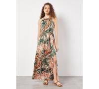 Apricot Maxikleid mit Bindegürtel in Oliv, Größe S