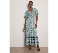 Maxikleid APRICOT "Maxikleid mit Paisley-Print", Damen, Gr. XS (34), N-Gr, weiß, gewebt, Obermaterial: 90% Viskose CV. 10% Polyamid PA., gemustert, V-Ausschnitt, Kleider Maxikleid, mit Stufen (8808003