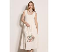 Maxikleid APRICOT "Besticktes, gestuftes Maxikleid", Damen, Gr. M (38), N-Gr, beige (creme), gewebt, Obermaterial: 100% Baumwolle CO., geblümt, Modern, Kleider Maxikleid, mit Blumenmuster (91108524-38