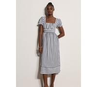 Midikleid APRICOT "Gestreiftes Midaxi-Kleid im Milchmädchen-Stil", Damen, Gr. L (40), N-Gr, blau (navy), gewebt, Obermaterial: 83% Polyester PES. 16% Viskose CV. 1% Elasthan EL., gestreift, normal, ec