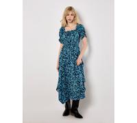 Midikleid APRICOT "Florales Kleid", Damen, Gr. XL (42), N-Gr, blau (navy), Obermaterial: 100% Viskose CV., bedruckt, Kleider Midikleid, mit Smokdetails (79583952-42) navy