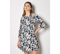 Chiffonkleid APRICOT "Mini-Kleid aus Chiffon", Damen, Gr. L (40), N-Gr, blau (navy), gewebt, Obermaterial: 100% Polyester PES., geblümt, Gerade, Kleider Chiffonkleid, aus Plissee und Blumenmuster (317