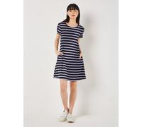 Apricot T-Shirt-Kleid aus Viskose mit Rundhalsausschnitt in Marine, Größe S