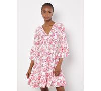 Apricot Minikleid mit Volants in Koralle, Größe XXL