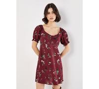 Minikleid APRICOT "Florales Kleid", Damen, Gr. S (36), N-Gr, rot (burgund), Obermaterial: 100% Viskose LENZING ECOVERO CV LenzEcov., geblümt, Kleider Minikleid, mit gesmoktem Rücken (86423128-36) burg