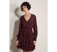 Minikleid APRICOT "Kurzes Vintagekleid aus Crêpe", Damen, Gr. S (36), N-Gr, rot (burgandy), gewebt, Obermaterial: 51% Viskose CV. 49% Viskose LENZING ECOVERO CV LenzEcov., geblümt, Modisch, V-Ausschni