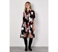 Apricot Hemdblusenkleid mit verdeckter Knopfleiste in Bordeaux, Größe L
