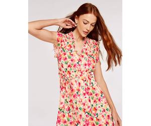 Apricot Pinselstrichmuster Midikleid XL