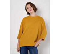 Fledermauspullover APRICOT "Oversized-Pullover", Damen, Gr. XS (34), gelb, Waffelstrick, Obermaterial: 80% Baumwolle CO. 20% Polyester PES., unifarben, normal, Rundhals, Fledermausärmel weites Bündche