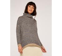 Apricot Oversized Strickpullover mit gerippten Abschlüssen in Mittelgrau Melange, Größe L