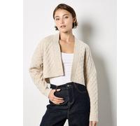 Cardigan APRICOT "Strickjacke", Damen, Gr. XL (42), beige (stein), Strick, Obermaterial: 77% Polyester PES. 20% Polyacryl PAN. 3% Elasthan EL., uni, Gerippt, Strickjacken, mit Wickelausschnitt und Zop