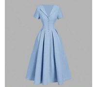 Aprikot plissiertes Midi-Kleid mit Kragen