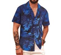 APTRO Herren Hawaiihemd Kurzarm Freizeit Urlaub Reise Shirt Sommer Palmen F200 3XL