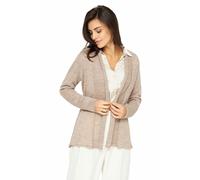 Apu Kuntur - Alpaka Strickjacke PENELOPE - Damen Schalkragenjacke aus Baby Alpaka - XL / Sand