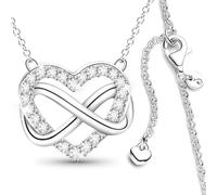 APUUESN Herz Charm Kette Damen,Brillante Eleganz Infinity Halskette Sterling Silber 925 mit Anhänger,Unendlichkeitszeichen Silberkette,Necklace for Women,Geschenk für Frauen Geburtstag