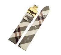 APVMFMKLTG Schnelle Demontage, kariertes Muster, Lederarmband, 12, 14, 16, 18, 20, 22 mm, Schwarzbraunes Armband, passend for BURBERRY Herren Damen Uhrenkette(Rice white Gold B,20mm)