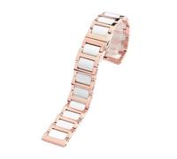 APVMFMKLTG Schnellverschluss-Uhrenarmband aus Keramik und Edelstahl for Damen, Metallarmband, 12, 14 mm, 16 mm, 18 mm, Roségold und Weiß(Rose gold White,15mm)