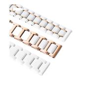APVMFMKLTG Schnellverschluss-Uhrenarmband aus Keramik und Edelstahl for Damen, Metallarmband, 12, 14 mm, 16 mm, 18 mm, Roségold und Weiß(White Rose Gold,15mm)