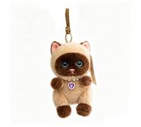 AQCQDQ 15cm Katzen Plüsch Anhänger - Buntes Cartoon Kätzchen Stofftier mit Schlüsselring, Süße Taschen Deko für Mädchen & Katzenliebhaber Geschenk (Siamkatze)