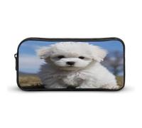 AQRJLPM Bichon Frisé-Hunde-Federmäppchen, großes Fassungsvermögen, einfache Markertasche, tragbar, ästhetischer Reißverschluss, Federmäppchen