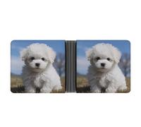 AQRJLPM Bichon Frise Hundegeldbörse mit Geldklammer Leder Bifold Wallet Slim Kreditkartenetui Geschenk für Männer