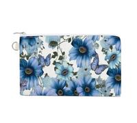 AQRJLPM Blooming Blue Daisy Wallet Canvas Slim Lightweight Wallets Durable Zippered Card Holder for Men Women