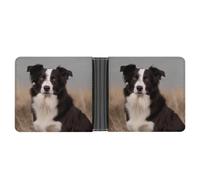 AQRJLPM Border Collie Geldbörse mit Geldklammer Leder Bifold Wallet Slim Kreditkartenetui Geschenk für Männer