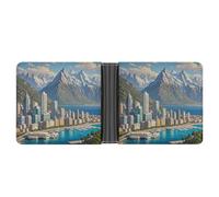 AQRJLPM Coastal Cities Geldbörse mit Geldklammer Leder Bifold Wallet Slim Kreditkartenetui Geschenk für Männer