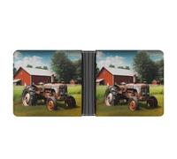 AQRJLPM Company Farm Traktor Geldbörse mit Geldklammer Leder Bifold Wallet Slim Kreditkartenetui Geschenk für Männer
