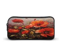 AQRJLPM Federmäppchen für Ölgemälde, rote Blume, großes Fassungsvermögen, einfache Markertasche, tragbar, ästhetischer Reißverschluss, Federmäppchen