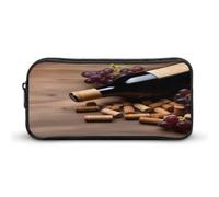 AQRJLPM Federmäppchen für Weinflaschen, Korken, Trauben, großes Fassungsvermögen, einfache Markertasche, tragbar, ästhetischer Reißverschluss, Federmäppchen