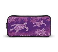 AQRJLPM Federmäppchen Hawaii mit violetter Meeresschildkröte, großes Fassungsvermögen, einfache Markertasche, tragbar, ästhetisches Federmäppchen mit Reißverschluss