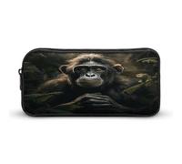 AQRJLPM Federmäppchen mit Affe im Dschungel, großes Fassungsvermögen, einfache Markertasche, tragbar, ästhetischer Reißverschluss, Federmäppchen