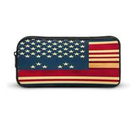 AQRJLPM Federmäppchen mit amerikanischer Flagge, großes Fassungsvermögen, einfache Markertasche, tragbar, ästhetischer Reißverschluss, Federmäppchen