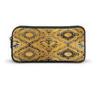 AQRJLPM Federmäppchen mit Brokatmuster in Gelb und Grau, großes Fassungsvermögen, einfache Markertasche, tragbares, ästhetisches Federmäppchen mit Reißverschluss