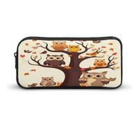 AQRJLPM Federmäppchen mit Cartoon-Eule auf Baum, großes Fassungsvermögen, einfache Marker-Tasche, tragbar, ästhetischer Reißverschluss, Federmäppchen