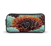 AQRJLPM Federmäppchen mit Dahlien-Blumen-Motiv, großes Fassungsvermögen, einfache Markertasche, tragbar, ästhetischer Reißverschluss, Federmäppchen