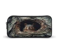 AQRJLPM Federmäppchen mit Eichhörnchen im Baumloch, großes Fassungsvermögen, einfache Markertasche, tragbar, ästhetisches Federmäppchen mit Reißverschluss