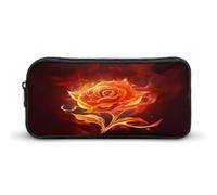 AQRJLPM Federmäppchen mit Flame-Rose, großes Fassungsvermögen, einfache Marker-Tasche, tragbar, ästhetischer Reißverschluss, Federmäppchen