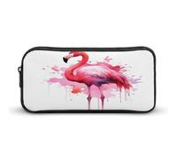 AQRJLPM Federmäppchen mit Flamingo-Aquarell-Design, großes Fassungsvermögen, einfache Marker-Tasche, tragbar, ästhetischer Reißverschluss, Federmäppchen