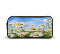 AQRJLPM Federmäppchen mit Gänseblümchen-Motiv, großes Fassungsvermögen, einfache Markertasche, tragbar, ästhetischer Reißverschluss, Federmäppchen