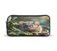 AQRJLPM Federmäppchen mit Guinea-Maus mit Brille, großes Fassungsvermögen, einfache Marker-Tasche, tragbar, ästhetischer Reißverschluss, Federmäppchen